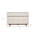 thumbnail image 3 of 56" Brown and White Solid Wood Seven Drawer Double Dresser, 3 of 7