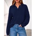 thumbnail image 2 of Suéter PRETTYGARDEN Mujer Cuello en V con Media Cierre Azul Marino XXL, 2 of 8