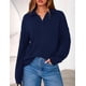 thumbnail image 2 of Suéter PRETTYGARDEN Mujer Cuello en V con Media Cierre Azul Marino XXL, 2 of 8