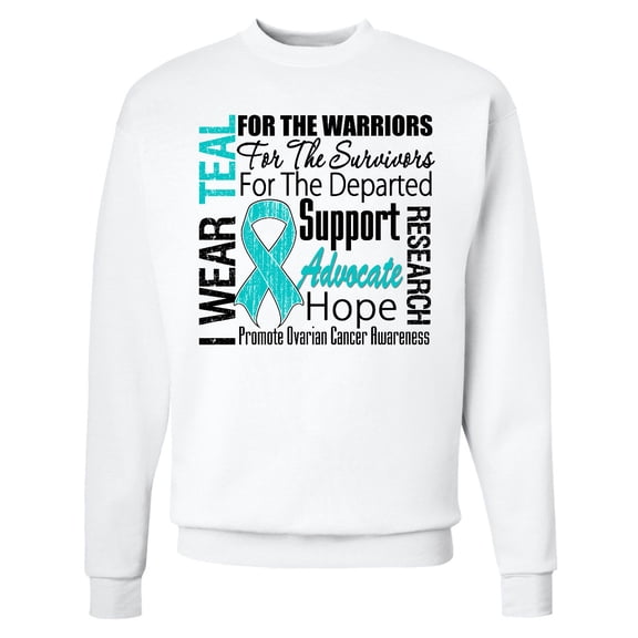 Inktastic Ovarian Cancer I Wear Teal Ribbon Tribute Adult Sweatshirt