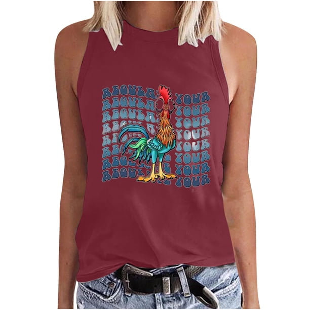 Moda Casual mujer sin mangas impreso damas cuello redondo Tank Tops chaleco camiseta Fridja gh4782