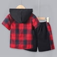 thumbnail image 4 of HCNTES Baby Boy Summer Clothes Letter Hooded Short Sleeve T Shirt Stretch Rolled Shorts Toddler Outfits, 4 of 8