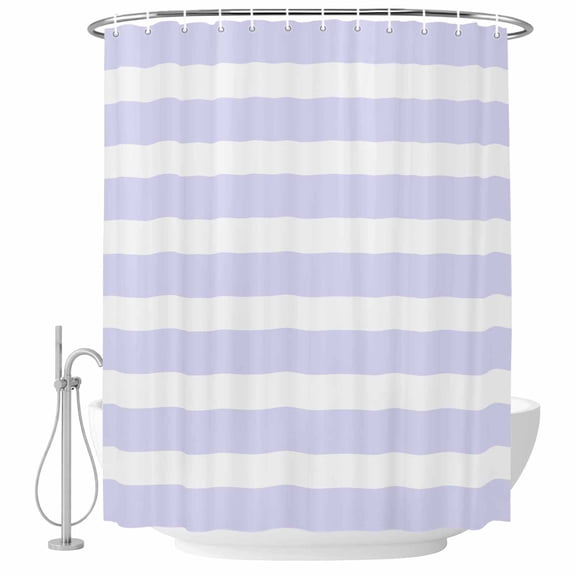 Purple Striped Shower Curtains for Bathroom, Waterproof Fabric Bath Curtains Decor, Bath Tub Curtain Modern Classic Horizontal Stripes Decorative Shower Curtain Sets with 12 Hooks, 72x72 Inch