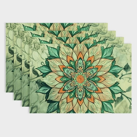 

Fenyluxe Flowers Western Meal Table Pad Linen Cloth Indoor Outdoor Placemat Set for Dining Kitchen Party 4-Pack 18x12in
