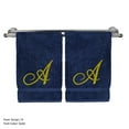 thumbnail image 3 of Monogrammed Washcloth Towel, Personalized Gift, 13x13 Inches - Set of 2 - Gold Script Embroidered Towel - Extra Absorbent 100% Turkish Cotton - Soft Terry Finish - Initial A Navy Towels, 3 of 3
