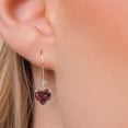 thumbnail image 3 of Gem Stone King 14K Yellow Gold Red Garnet and Lab Grown Diamond Dangle Earrings for Women | 4.13 Cttw | Gemstone January Birthstone | Heart Shape 8MM, 3 of 6