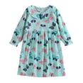 thumbnail image 3 of Wilark Girls Cotton Dress Printed Casual Long Sleeve Cute Fall A Line Dress Blue 8, 3 of 9