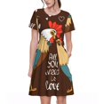 thumbnail image 1 of Bixox Robe d'Été à Manches Courtes pour Femmes Robe Ample Longueur Genou avec Poches-Coq et Poulet, 1 of 7