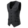 thumbnail image 2 of Yaoyar Men's Suit Vest Business Winter Formal Dress Waistcoat Solid Color Vest for Suit Tuxedo Suit Waistcoat Vest Jacket Coat Black XL, 2 of 7