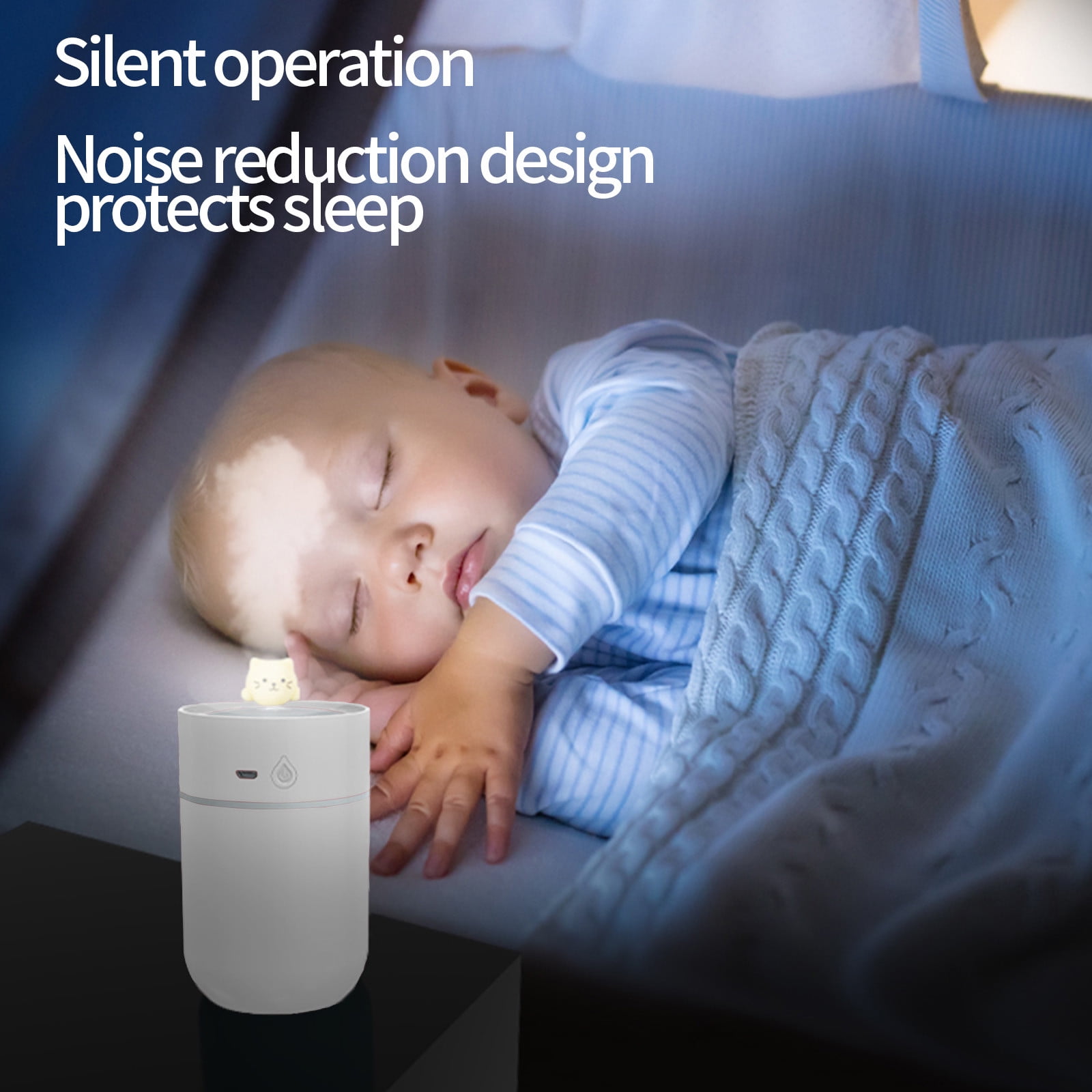 Uandlove Small Humidifiers for Bedroom Portable Desk Humidifier Cool Mist Humidifier Humidifier For Home Bedroom Office Plants Colorful Night Function