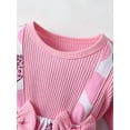 thumbnail image 2 of Infant Baby Girl Clothes Ribbed Long Sleeve Faux-Two Floral Print Romper Dress with Bow Headband Pink 0-3 Months, 2 of 6