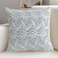 thumbnail image 4 of Hiroekza French Lace Floral Sofa Cushion Set (60%Cotton,40%Linen) - Elegant Skin-friendly Cotton Linen Embroidery Pillow Cover (45x45cm/18x18in) Blue, 4 of 5