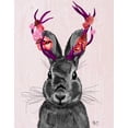 thumbnail image 2 of Fab Funky 26x32 White Modern Wood Framed Museum Art Print Titled - Jackalope with Pink Antlers, 2 of 4