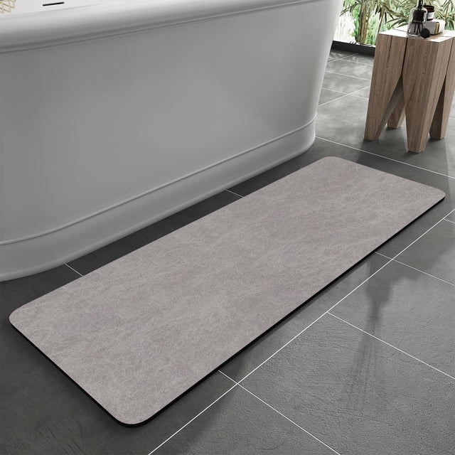 Alfombra de baño MontVoo con respaldo de goma, antideslizante, de secado rápido, color gris