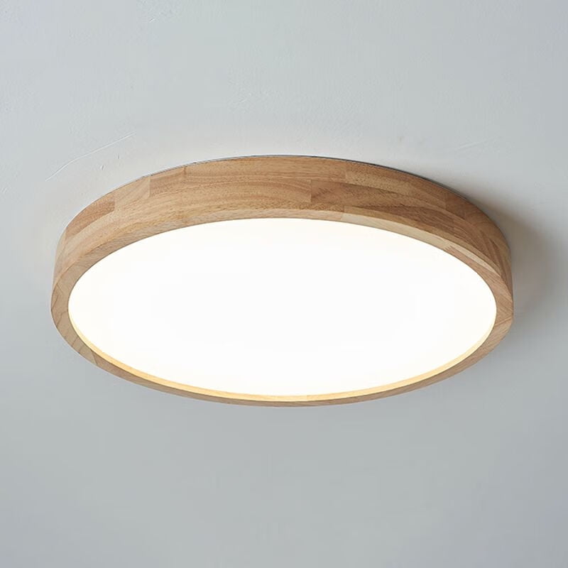 Litfad Modern Wooden Flush Mount Ceiling Light Minimalist Round