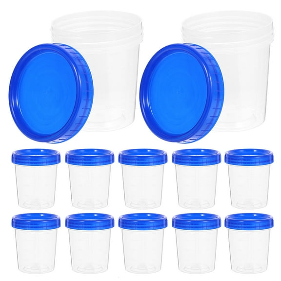 ELAYARD 20Pcs Sample Collector Blue Specimen Cup with Leak Proof Screw Lid for Storage and Testing