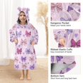 thumbnail image 4 of Wearable Blanket with Sleeves and Pocket Oversized Hooded Sweatshirt 3-14 YR Bows and Heart Pattern M, 4 of 7