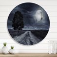 thumbnail image 2 of Designart 'A Full Moon Over Paved Road' Nautical & Coastal Circle Metal Wall Art 23x23 - Disc of 23, 2 of 5