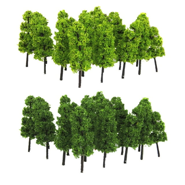 20pcs Dark/Light Green Trees Model Train Forest Park Wargame Landscape OO