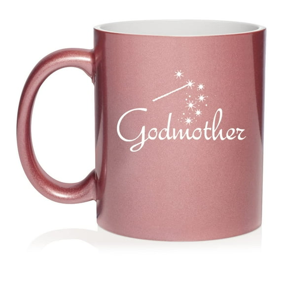 Godmother Ceramic Coffee Mug Tea Cup Gift for Her, Sister, Women, Family, Best Friend, Grandma, Cousin, Mom, Cute, Girlfriend, Wife, Mother’s Day, Baptism, Birthday, Housewarming (11oz Rose Gold)