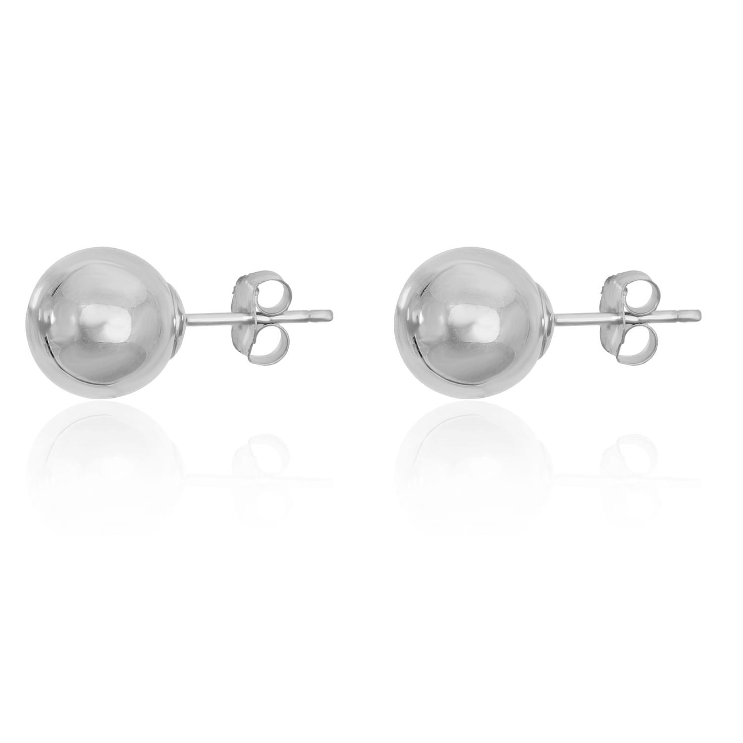 AVORA 10K White Gold 8mm Polished Ball Stud Earrings
