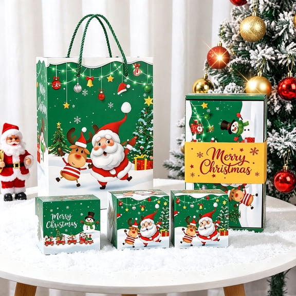Christmas Surprise Gift Box Explosion, 4pc Exploding Money Box for Cash Gift, Money Gift Ideas Folding Explosion Box for Merry (Green)