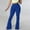 Blue, variant on Women's Plus Size Elastic High Waist Stretch Flare Bell Bottom Pants
