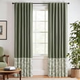 thumbnail image 2 of Cortinas Blackout jinchan de lino sintético con estampado floral verde 213x214 cm, 2 of 6