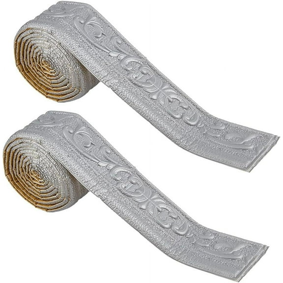 2 Rolls 91x3 Inch Peel and Stick Foam 3D Wallpaper Border Self Adhesive Molding Baseboard Trim Flexible Mirror Wall Base Edging Frame Lines for DIY Making