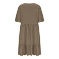 thumbnail image 6 of Tianiyouqing Casual Sun Dresses for Women A-Line Oversized Ruffle Tiered Layered Short Sleeve Formal Midi Dresses Plus Size Crew Neck Summer Pleated Dresses Brown XL, 6 of 8