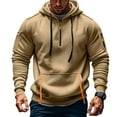 thumbnail image 5 of CCRFTGI Grey Hoodie Men Big and Tall Pullover Sports Hooded Zip Up Sweatshirt Men Fall Winter Long Sleeve Drawstring Hoodies for Men with Pockets Khaki M, 5 of 5
