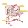 thumbnail image 4 of ASKMZ Height Adjustable Kids Study Desk Chair Set, Astronaut Pattern, Ergonomic Table with Drawer, Large Writing Board, Bookshelf, Pink Blue, 4 of 11