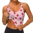thumbnail image 3 of Balery Strawberries Sujetadores deportivos con espalda cruzada para mujer, acolchados, sin costuras, de alto impacto, ideales para yoga, gimnasio, entrenamiento y fitness.-Large, 3 of 8