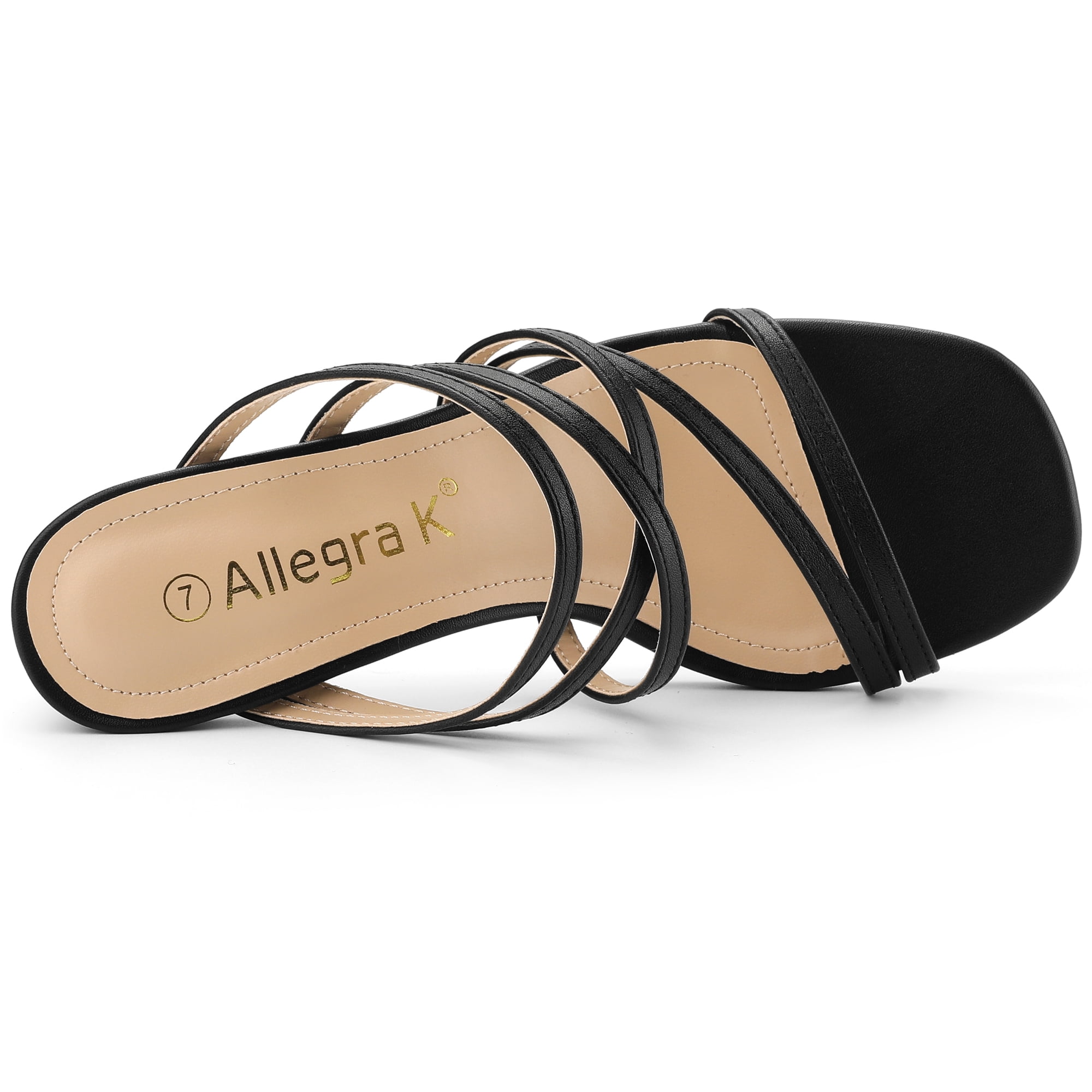 DARING DIVA Women's Sandals Block Heeleds Crisscross Strap Sandals Black 8.5