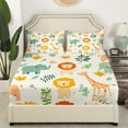 thumbnail image 2 of Erosebridal Lion Elephant Giraffe Fitted Sheet Set Twin,Kawaii Cartoon Bedding Twin Size,Microfiber Fitted Sheet Twin,Animal Decoration,2pcs(Fitted Sheet,Pillowcase), 2 of 6
