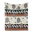 thumbnail image 1 of Floral Soft Flannel Fleece Throw Blanket, Abstract Dotted Petals and Horizontal Oriental Stripes, Cozy Plush for Indoor and Outdoor Use, 50" x 70", Multicolor, by Ambesonne, 1 of 6
