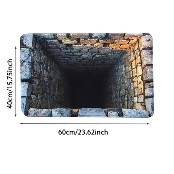 Aodebiao 3D Optical Illusion Rug, Brick Bottomless Hole Design Non- Area Rug for Living Room, Bedroom, Front Door Mat, Playroom & Gameroom Floor Carpet Decor