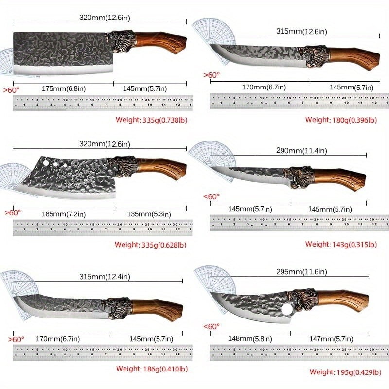 8 PCS Professional Kitchen Chef Knife Set Including Stainless Steel Handmade Forged Knives with Fish Boning Knife Kitchen Cutters Butcher Knives and Ultra-Sharp Bone Scissors For Meat Fish Chicken