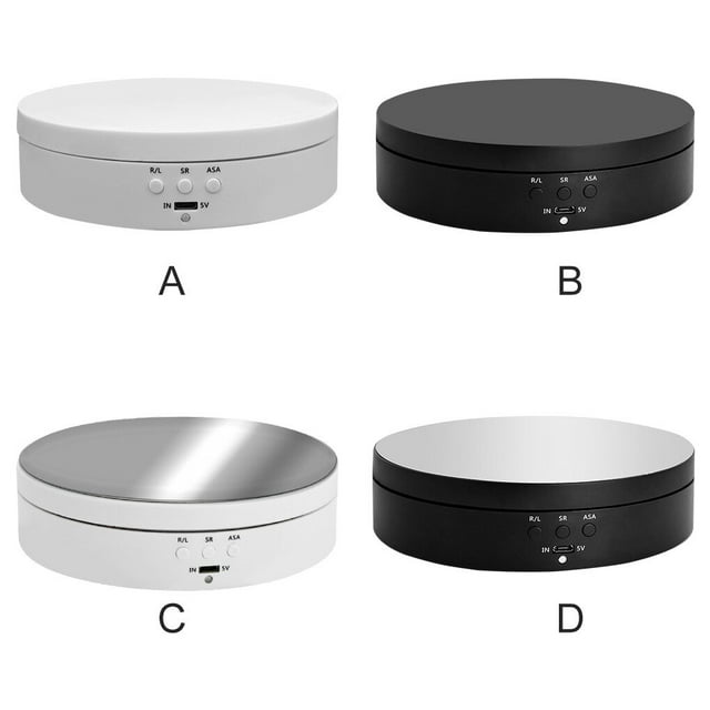 VONKY Table d'Affichage Rotatif Résistant à l'Usure avec Câble d'Alimentation Stable Support de Photographie Électrique Sans Bruit Mini-Tables d'Exposition LED Indicateur Blanc