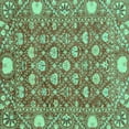 thumbnail image 1 of Ahgly Company Machine Washable Indoor Square Abstract Turquoise Blue Modern Area Rugs, 8' Square, 1 of 4