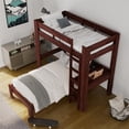 thumbnail image 3 of DHP Jaymee L-Shaped Bunk Bed, Separable Loft Bed with Desk and Bed Frame, Twin/Twin, Nutmeg, 3 of 18
