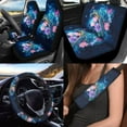 thumbnail image 2 of Uorisanigo Sea Turtle Flower 10 Pieces Auto Accessories Set with Comfortable Car Seat Covers and Steering Wheel Cover Car Seat Belt Cover Auto Water Cup Pad Chapstick Holder for Cars SUVs, 2 of 7