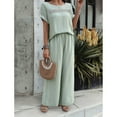 thumbnail image 2 of YNIQUE Spring and Summer Casual Fashion Solid Color Short-Sleeved Trousers Suit, 2 of 7