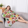 thumbnail image 5 of Oversized Wearable Blanket Hoodie,Gray Football Elements Pattern Sherpa Blanket Hoodie with Super Pockets,Super Warm Fuzzy Pullover for Women & Men, 5 of 6