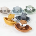 thumbnail image 3 of Baby bath water toy - 6 pack Baby Bath Toy Stackable Infant Bathtub Toys Stacking Floating Boat Train with Animal Finger Puppets Bath Toy（6 boats+6 animals）, 3 of 5