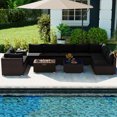 thumbnail image 4 of Costway 12 PCS Patio Wicker Sectional Sofa Set with 32" Propane Fire Pit Table Tank Holder Black, 4 of 7