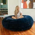 thumbnail image 2 of Jaxx 6 Foot Cocoon - Large Bean Bag Chair for Adults, Premium Luxe Faux Fur - Mondo Midnight Blue, 2 of 5