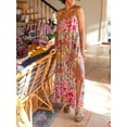 thumbnail image 6 of Yunliwuli Women's Long Beach Dress Sleeveless Spaghetti Strap Floral Print Split Dress Midi Slip Dress, 6 of 9