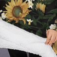 thumbnail image 3 of Oversized Wearable Blanket Hoodie,Black White Flower Sunflower Pattern Sherpa Blanket Hoodie with Super Pockets,Super Warm Fuzzy Pullover for Women & Men, 3 of 6