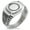 Silver, variant on Stainless Steel Greek Mythology Ouroboros CZ Ribbed Needle Stripe Pattern Biker Style Polished Ring
